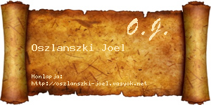 Oszlanszki Joel névjegykártya